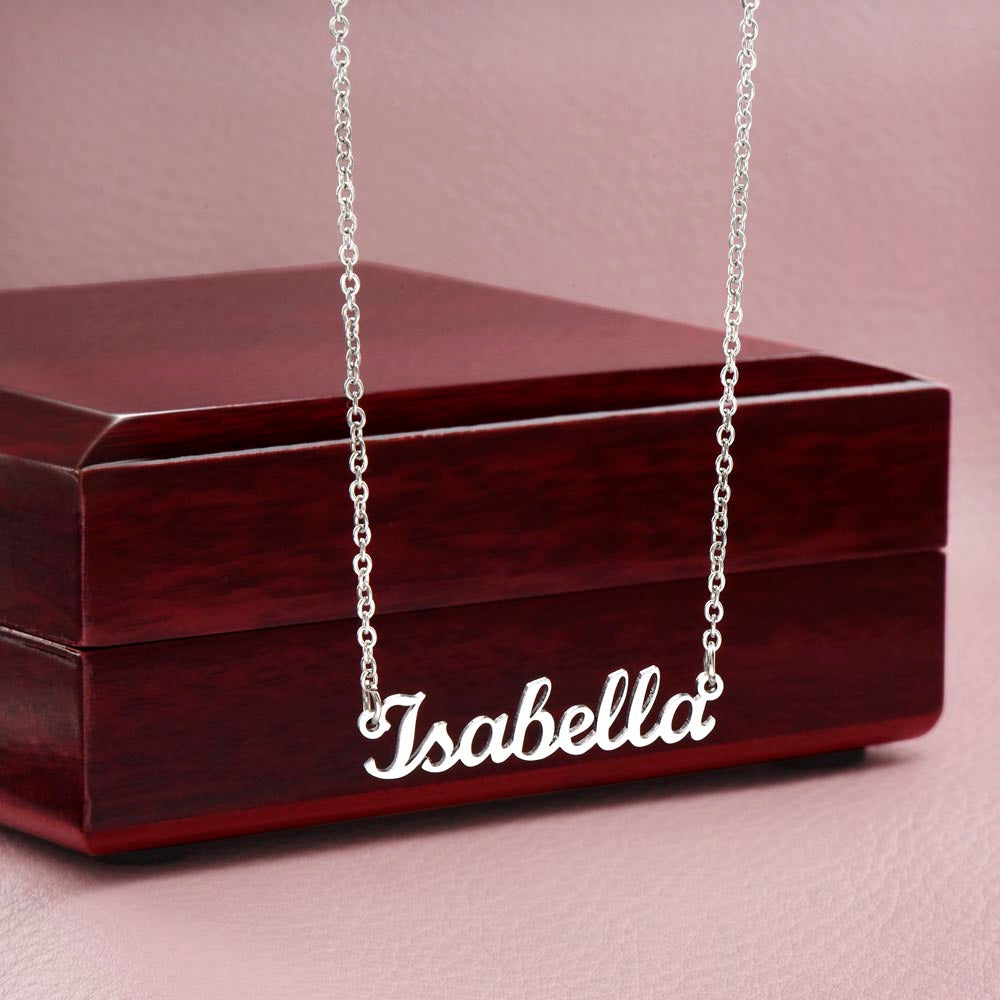 Custom Name Necklace – Personalized Cursive Nameplate Pendant, Stainless Steel or Gold