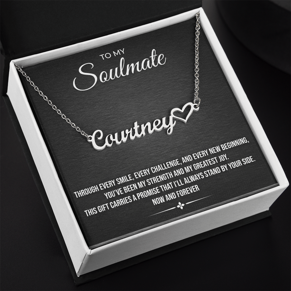 Personalized Heart Name Necklace – Custom Cursive Nameplate with Heart Charm