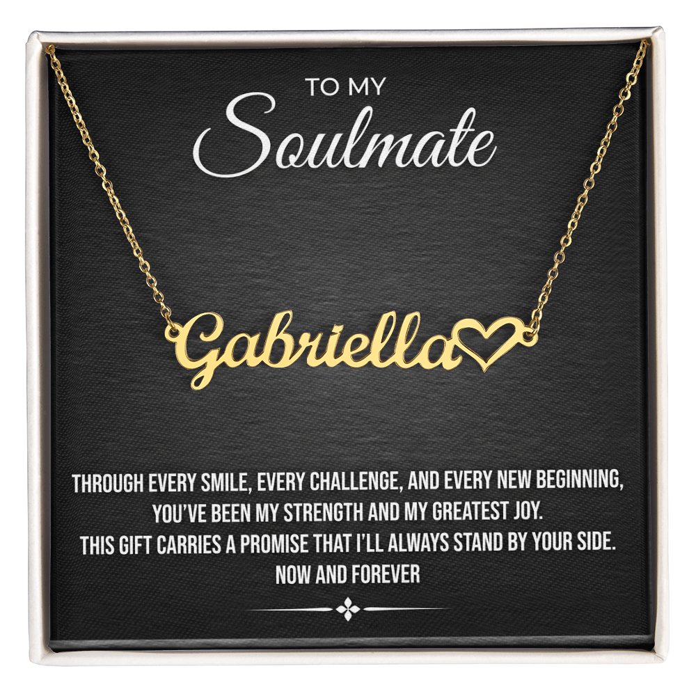 Personalized Heart Name Necklace – Custom Cursive Nameplate with Heart Charm