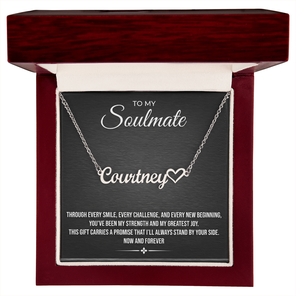 Personalized Heart Name Necklace – Custom Cursive Nameplate with Heart Charm