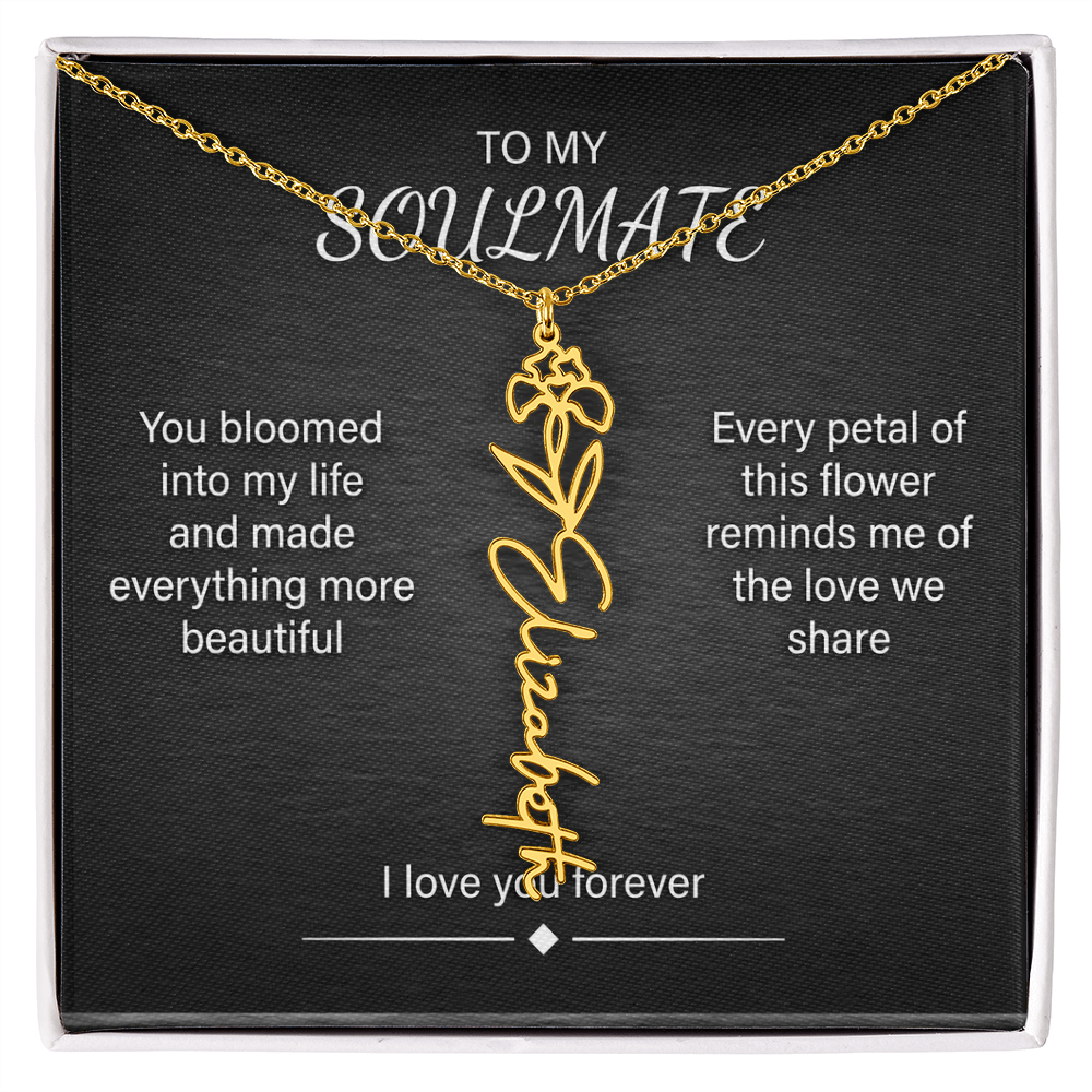Flower Name Necklace – Personalized Birth Flower Nameplate Pendant