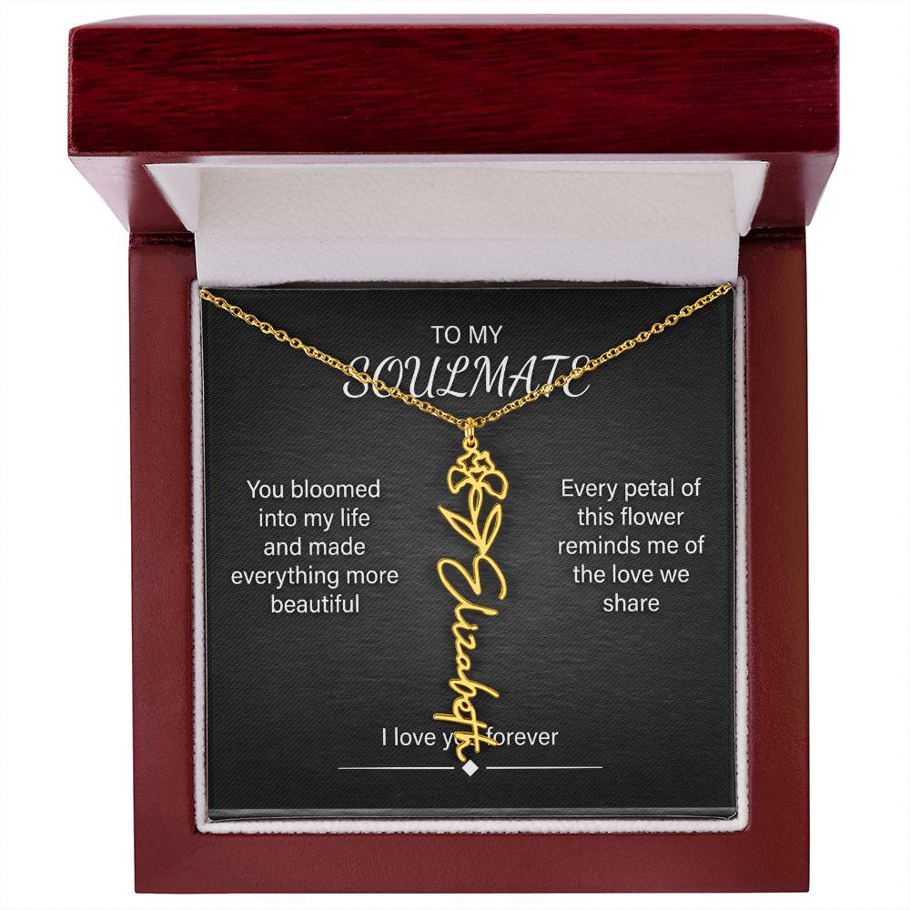 Flower Name Necklace – Personalized Birth Flower Nameplate Pendant