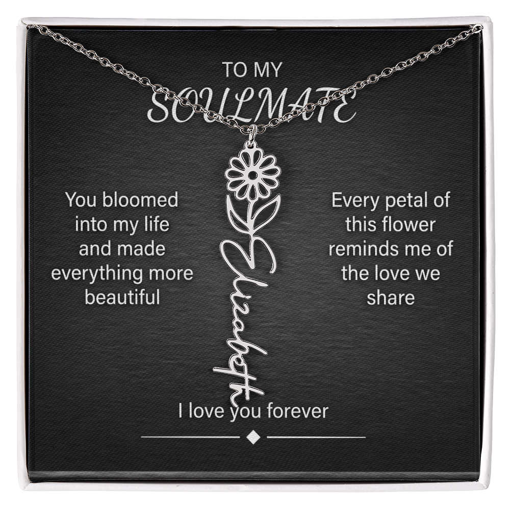 Flower Name Necklace – Personalized Birth Flower Nameplate Pendant