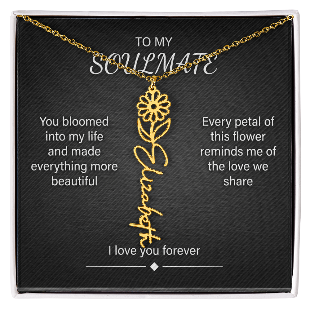 Flower Name Necklace – Personalized Birth Flower Nameplate Pendant