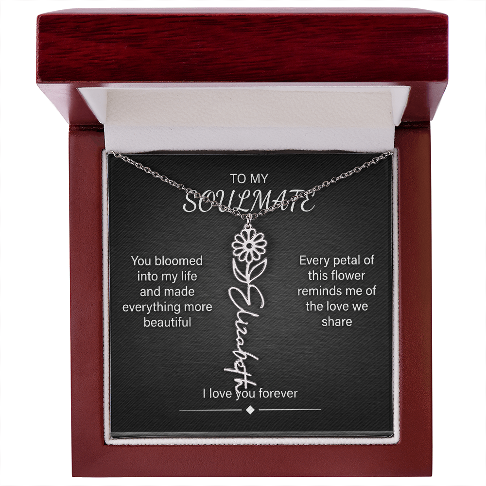 Flower Name Necklace – Personalized Birth Flower Nameplate Pendant