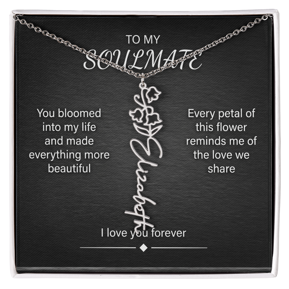 Flower Name Necklace – Personalized Birth Flower Nameplate Pendant