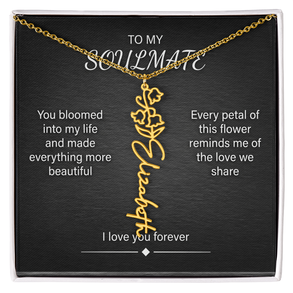 Flower Name Necklace – Personalized Birth Flower Nameplate Pendant