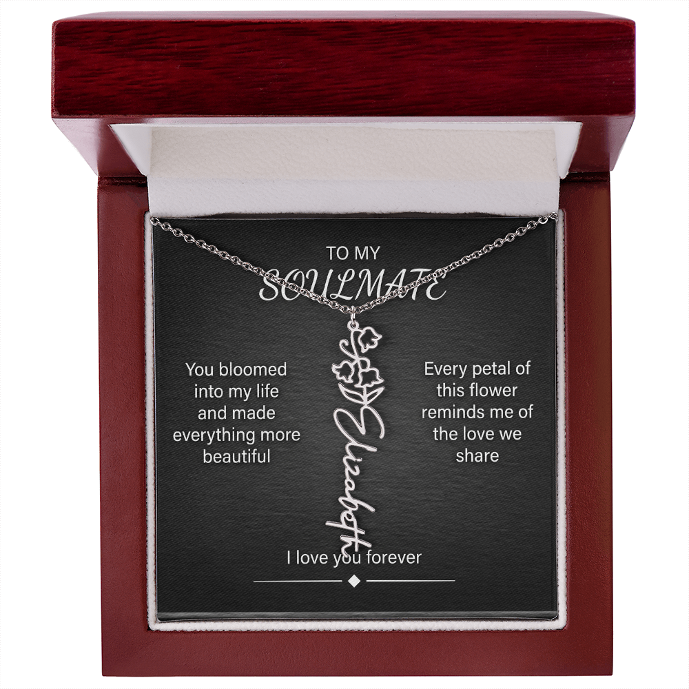 Flower Name Necklace – Personalized Birth Flower Nameplate Pendant