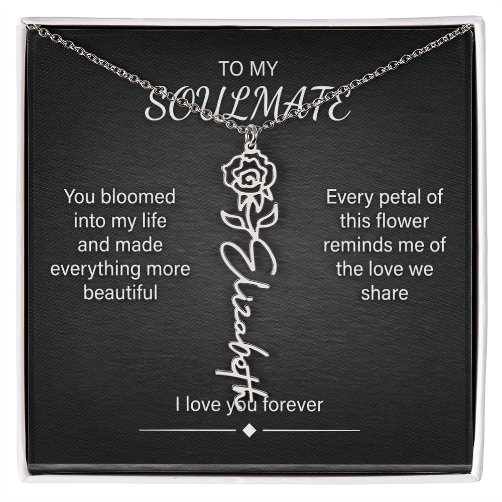 Flower Name Necklace – Personalized Birth Flower Nameplate Pendant