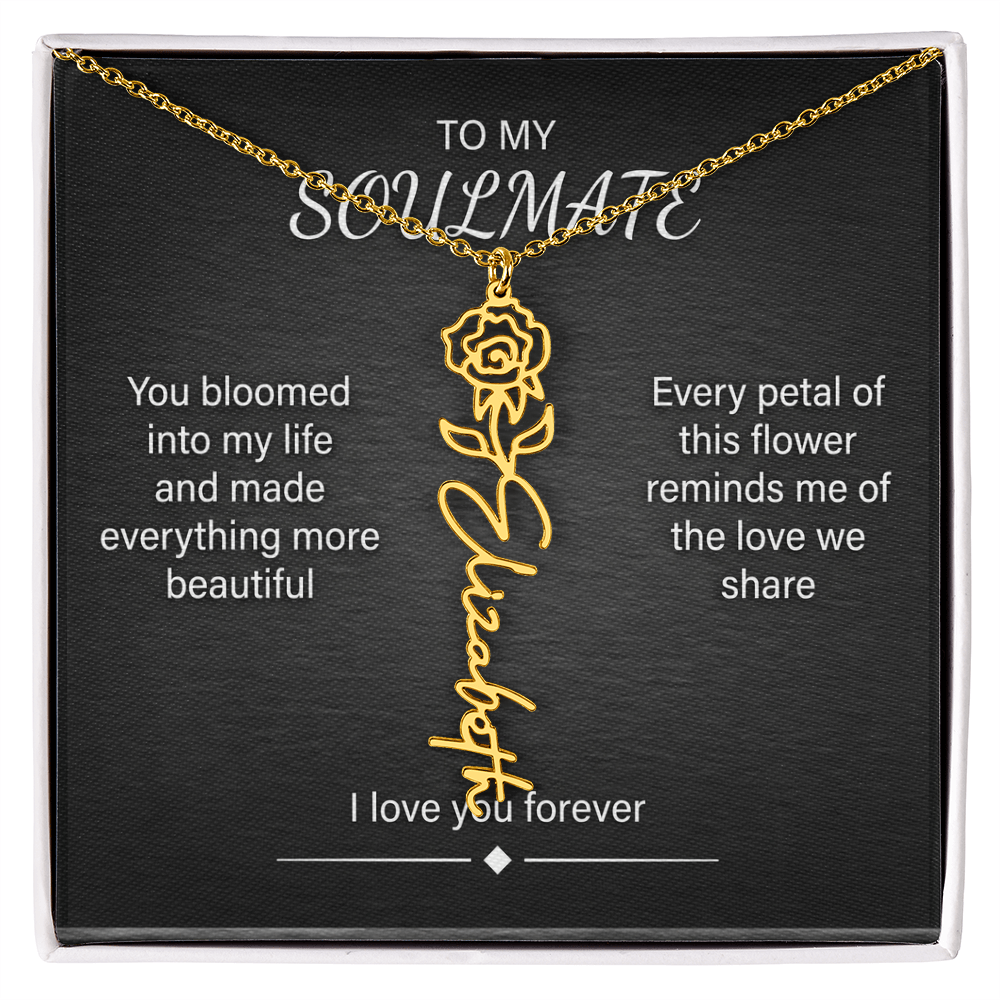 Flower Name Necklace – Personalized Birth Flower Nameplate Pendant