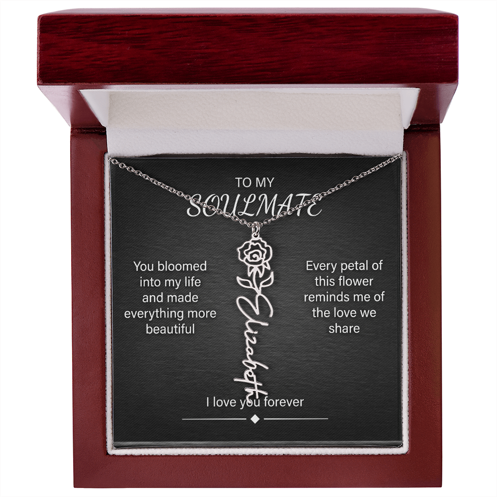 Flower Name Necklace – Personalized Birth Flower Nameplate Pendant