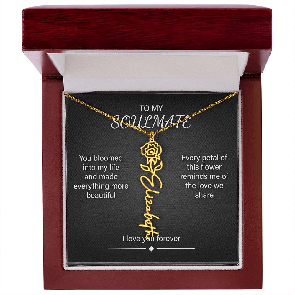 Flower Name Necklace – Personalized Birth Flower Nameplate Pendant