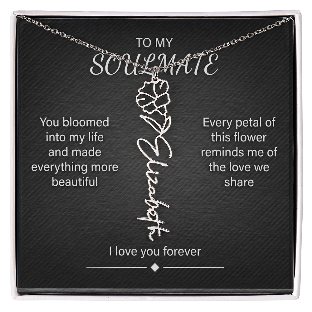 Flower Name Necklace – Personalized Birth Flower Nameplate Pendant