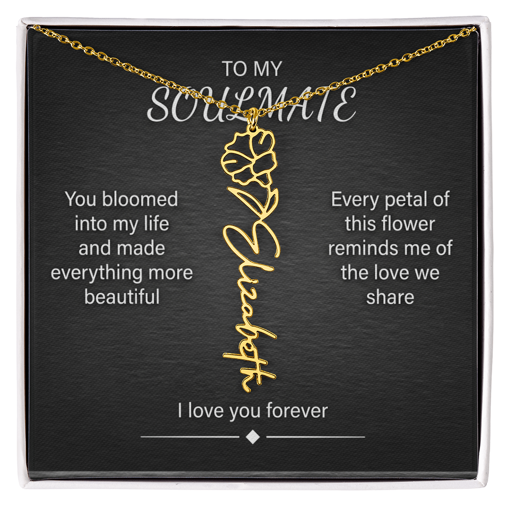 Flower Name Necklace – Personalized Birth Flower Nameplate Pendant
