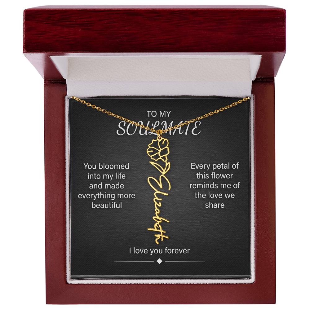 Flower Name Necklace – Personalized Birth Flower Nameplate Pendant