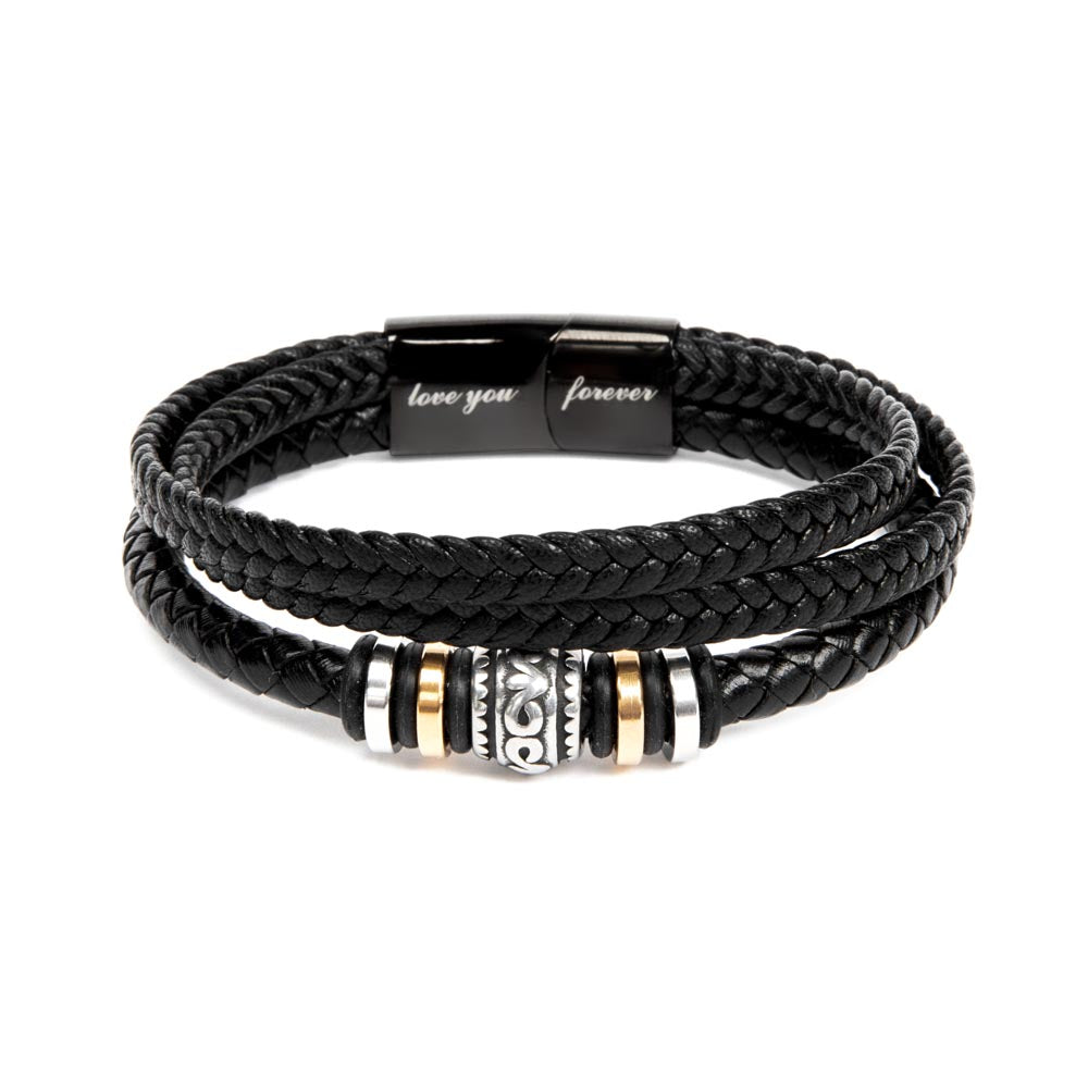 Love You Forever Bracelet for Son – Engraved Vegan Leather Keepsake