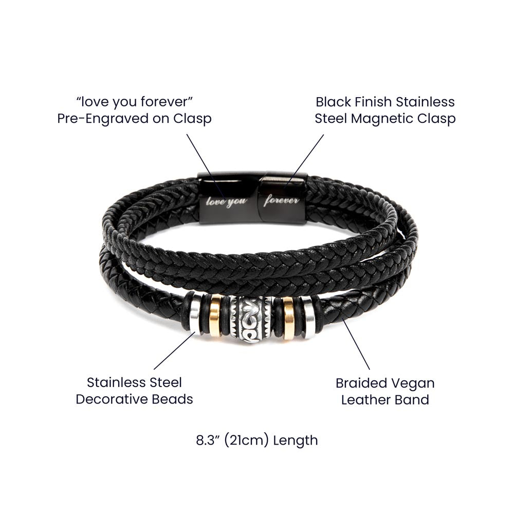 Men's Engraved Bracelet – Love You Forever Gift for Soulmate