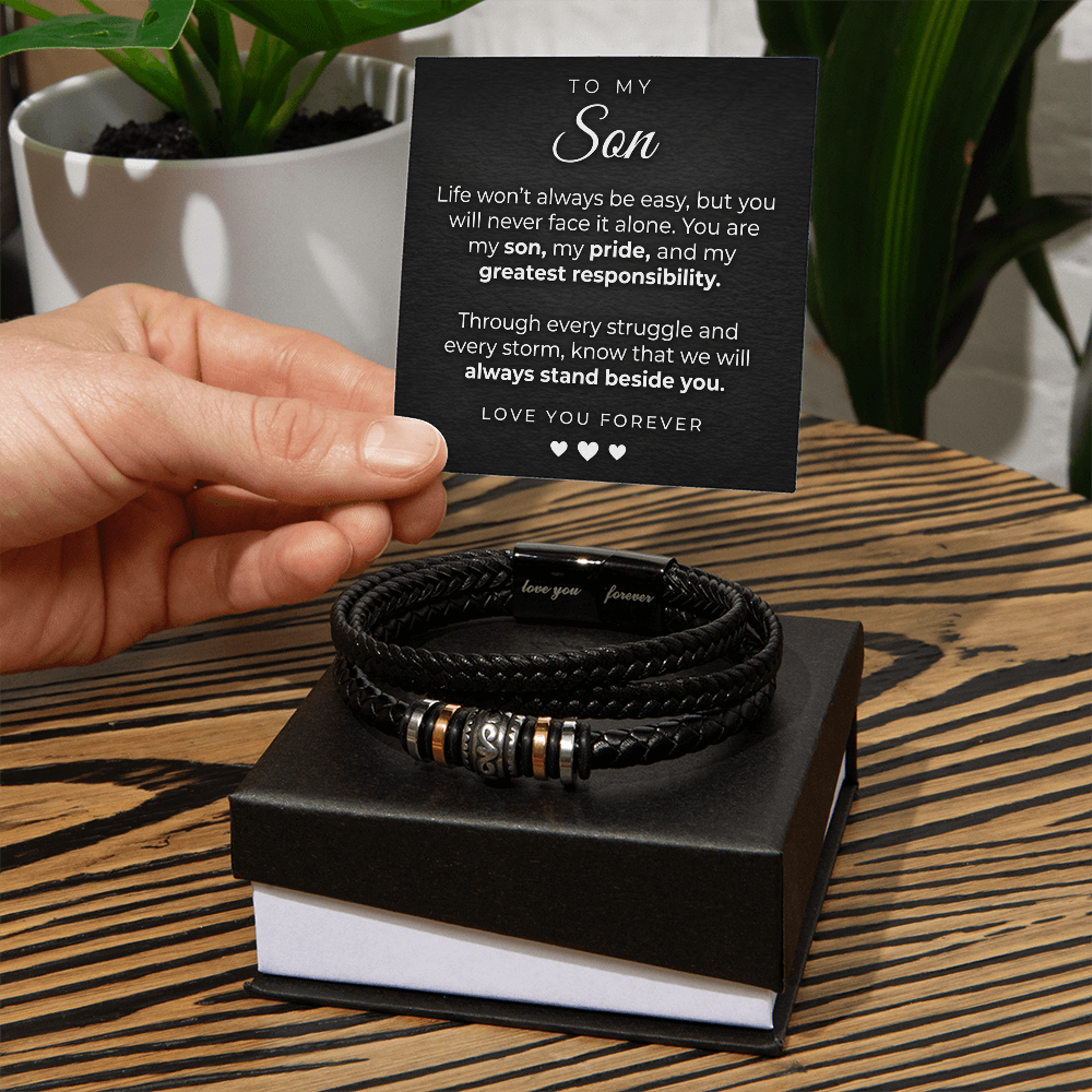 Men's Engraved Bracelet – Love You Forever Gift for Son