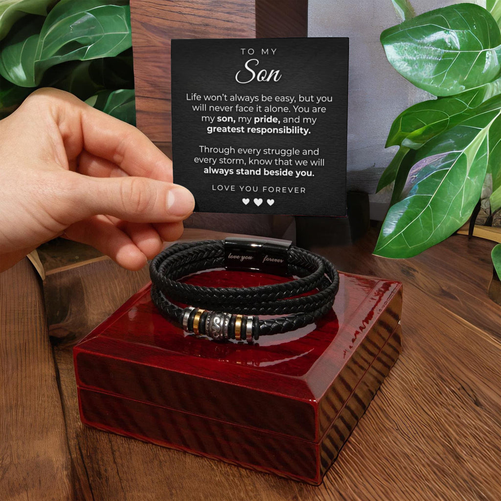 Men's Engraved Bracelet – Love You Forever Gift for Son