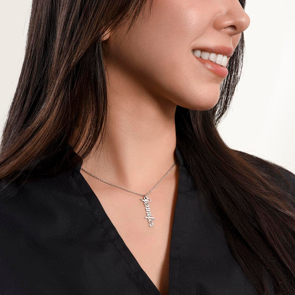 Custom Vertical Family Necklace – Personalized Name Pendant