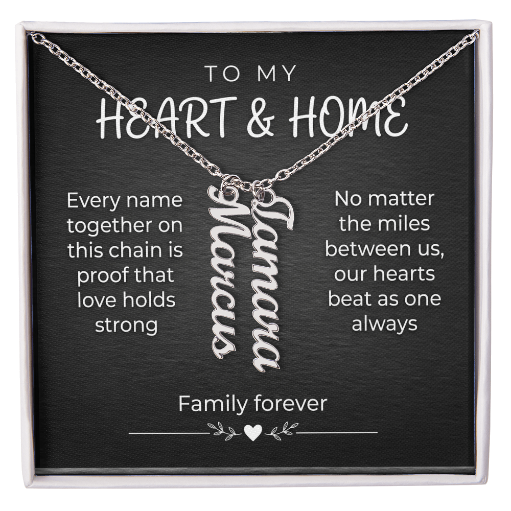 Custom Vertical Name Necklace – Personalized Family Gift, Cursive Pendant