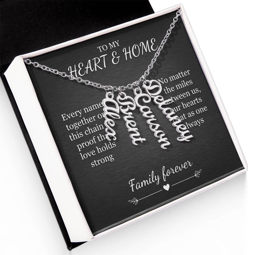 Personalized Family Necklace – Custom Vertical Name Pendant