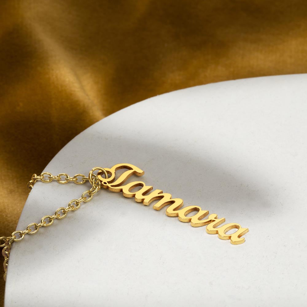 Personalized Family Necklace – Custom Vertical Name Pendant