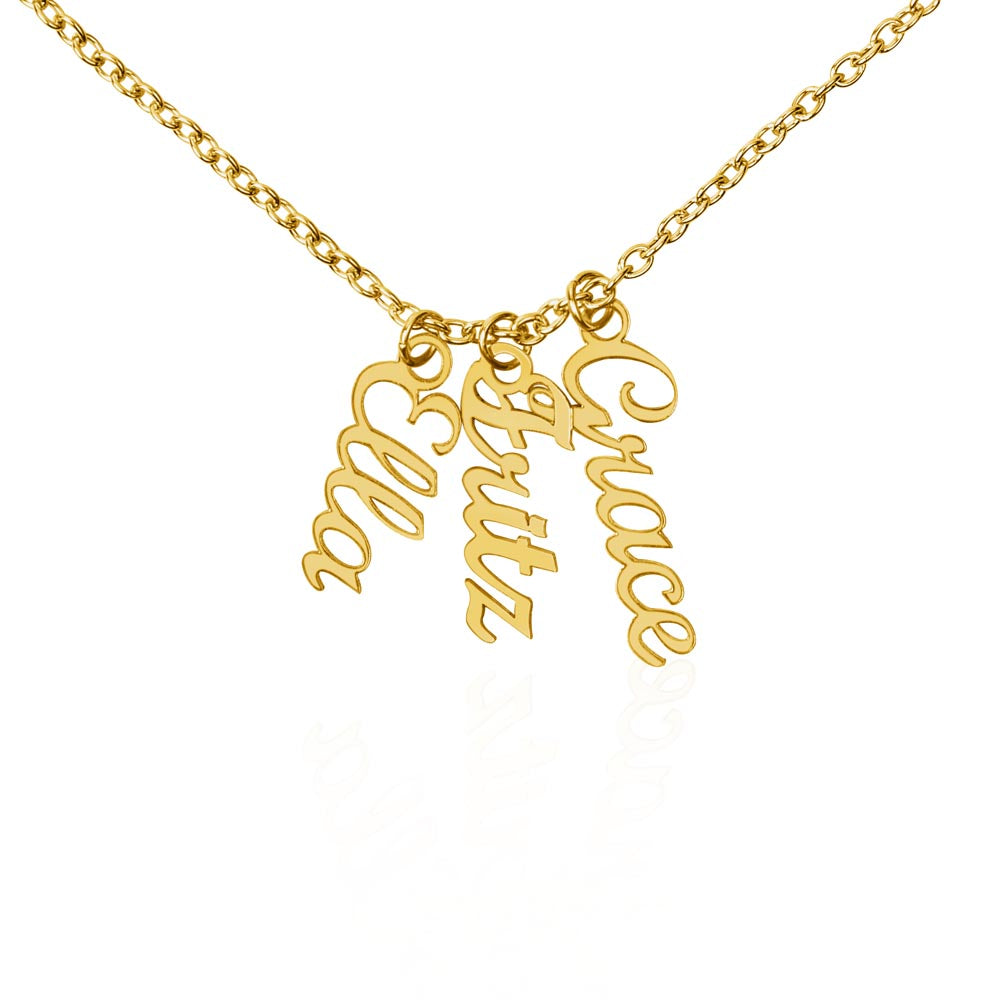 Custom Vertical Name Necklace – Personalized Family Gift, Cursive Pendant