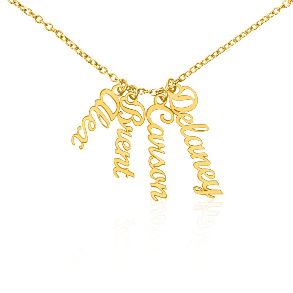 Personalized Family Necklace – Custom Vertical Name Pendant