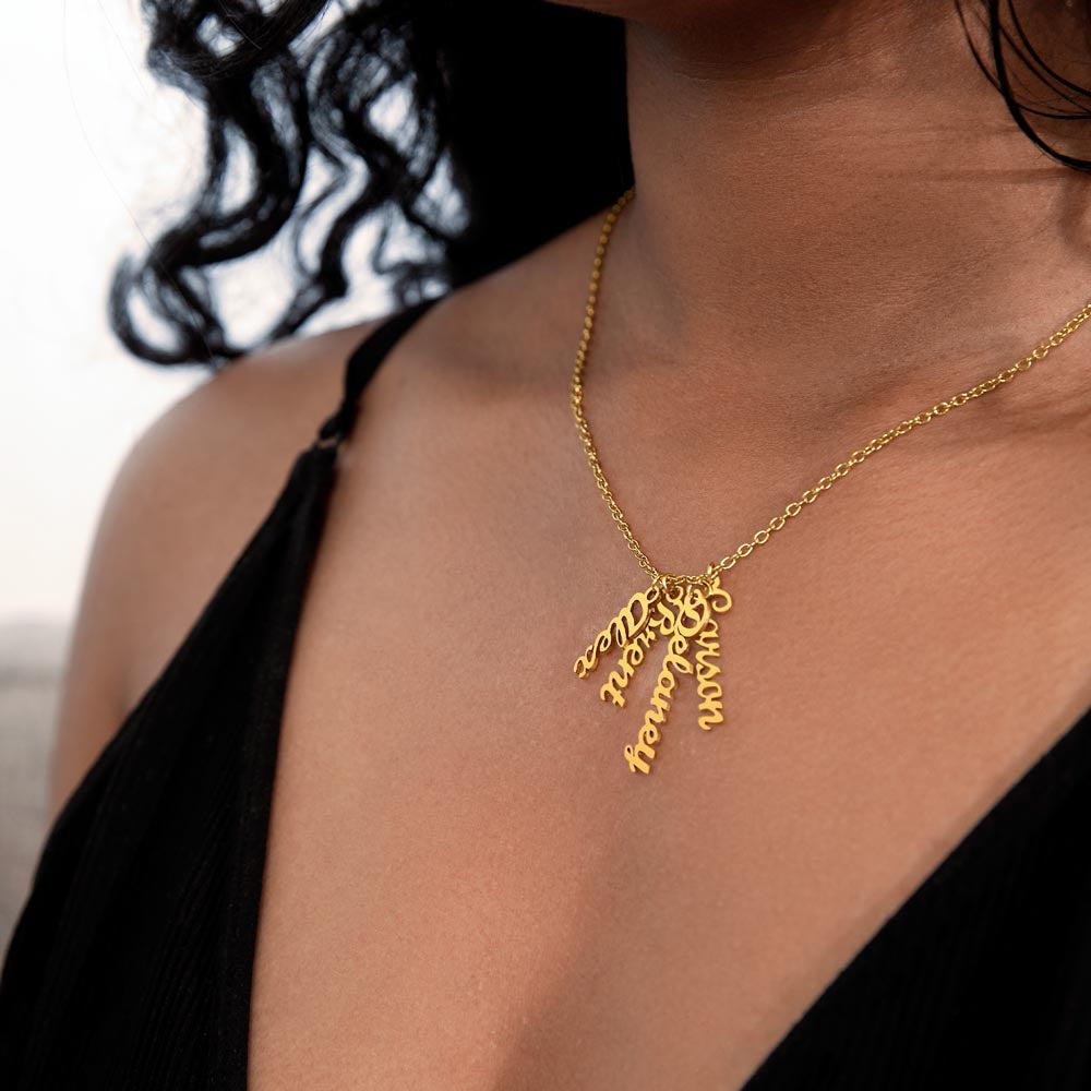 Custom Vertical Family Necklace – Personalized Name Pendant