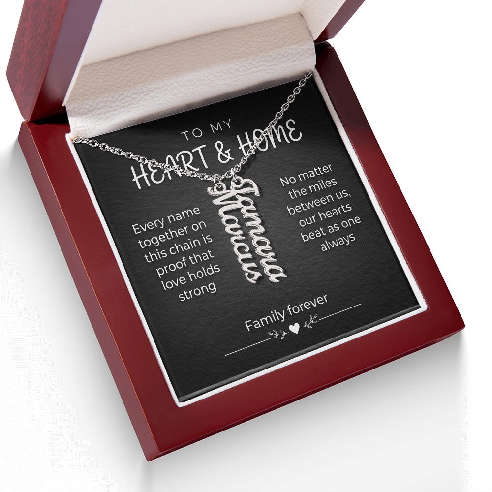 Custom Vertical Name Necklace – Personalized Family Gift, Cursive Pendant