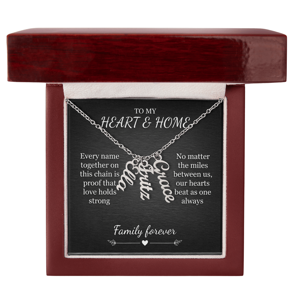 Personalized Family Necklace – Custom Vertical Name Pendant