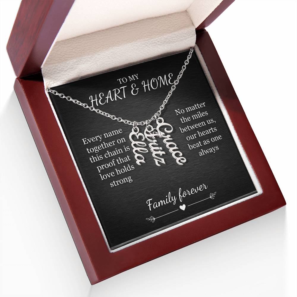Personalized Family Necklace – Custom Vertical Name Pendant
