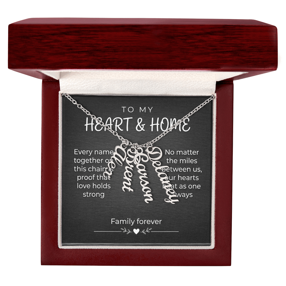 Custom Vertical Name Necklace – Personalized Family Gift, Cursive Pendant