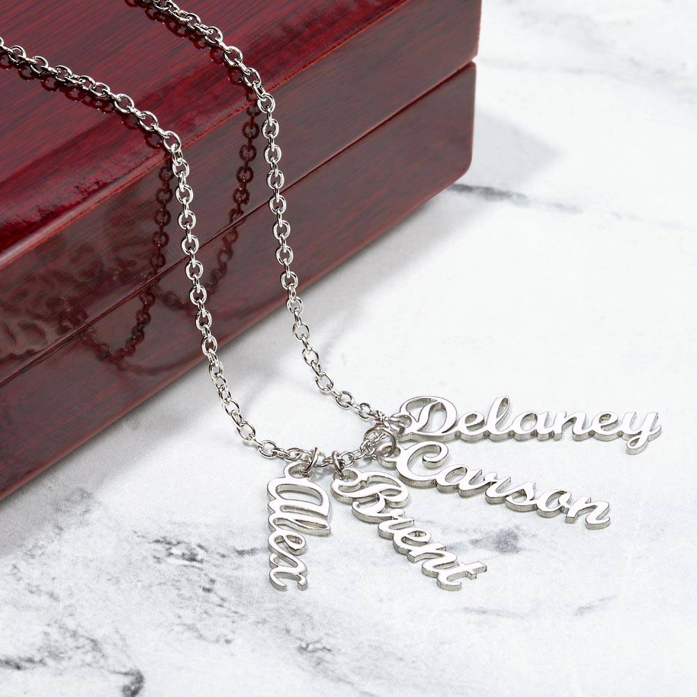 Custom Vertical Family Necklace – Personalized Name Pendant