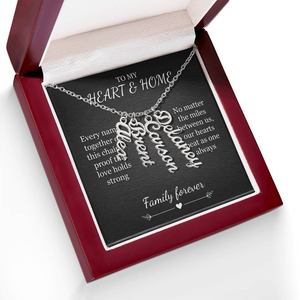 Personalized Family Necklace – Custom Vertical Name Pendant