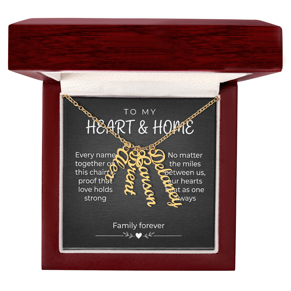 Custom Vertical Name Necklace – Personalized Family Gift, Cursive Pendant