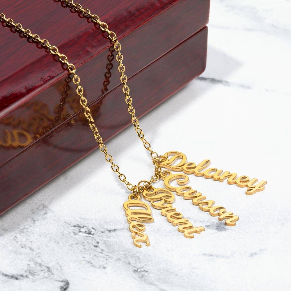 Custom Vertical Family Necklace – Personalized Name Pendant