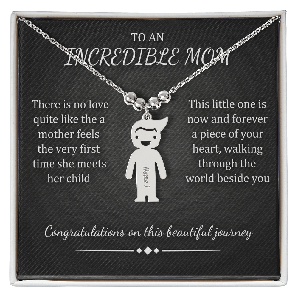 Custom Mom Necklace – Engraved Child Charm Pendant