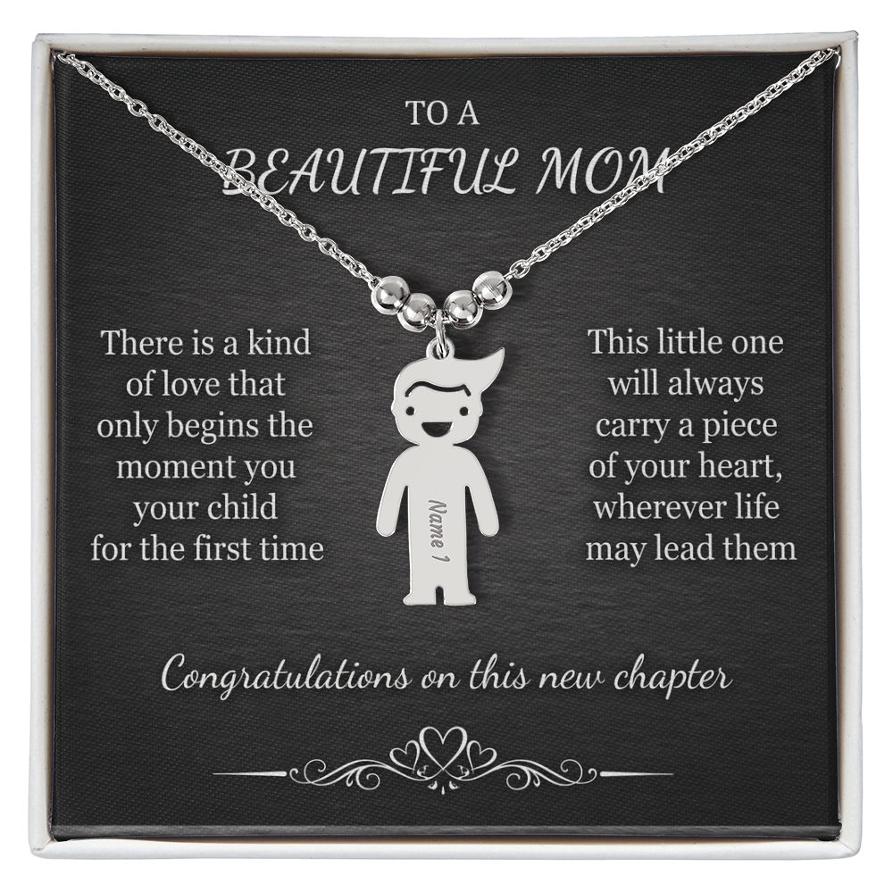 Personalized Mother's Necklace – Custom Engraved Child Charm