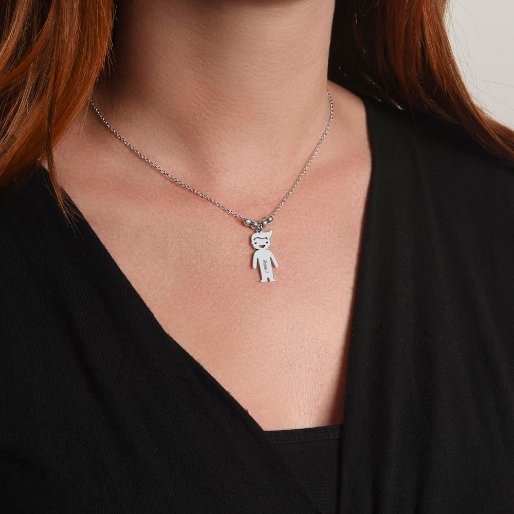 Personalized Mother's Necklace – Custom Engraved Child Charm