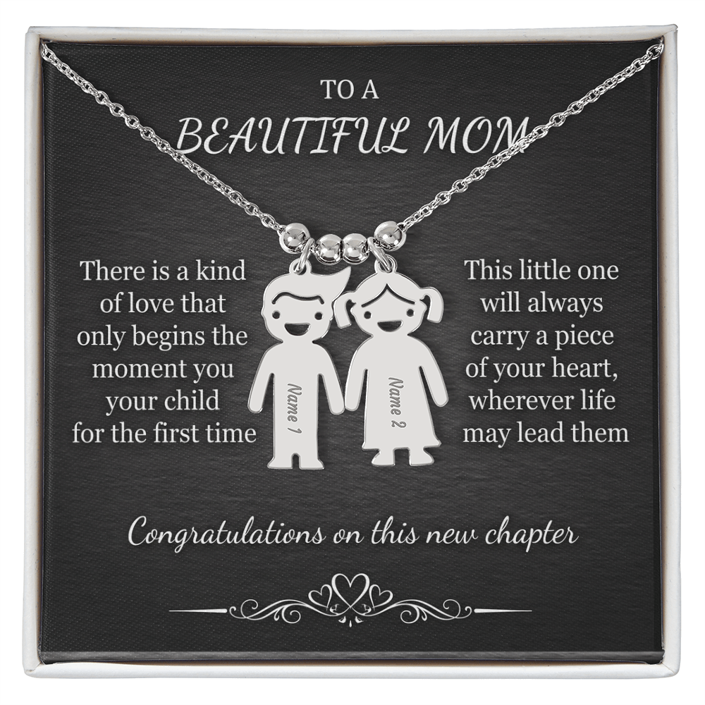 Personalized Mother's Necklace – Custom Engraved Child Charm