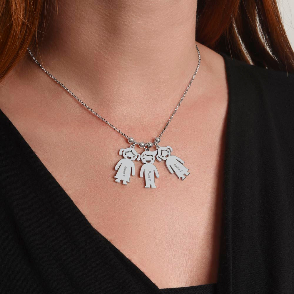 Custom Mom Necklace – Engraved Child Charm Pendant
