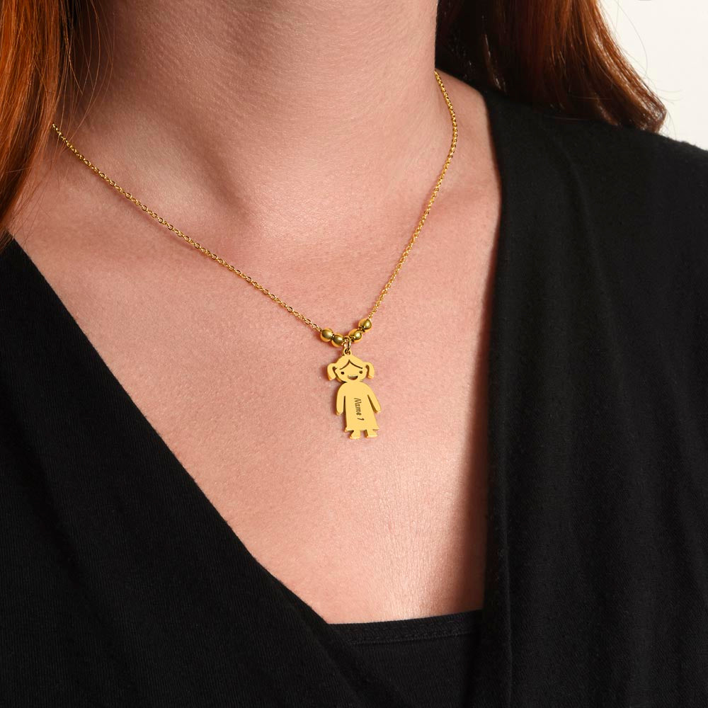 Personalized Mother's Necklace – Custom Engraved Child Charm