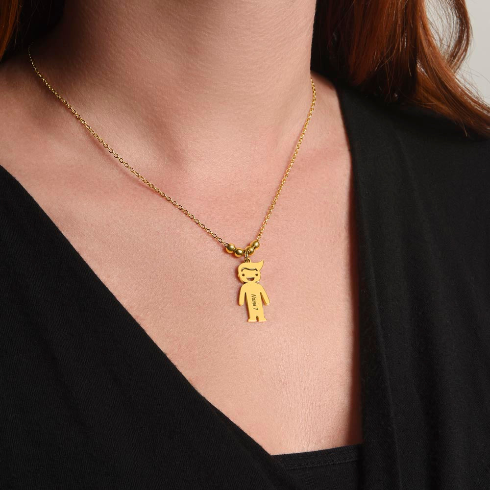 Custom Mom Necklace – Engraved Child Charm Pendant