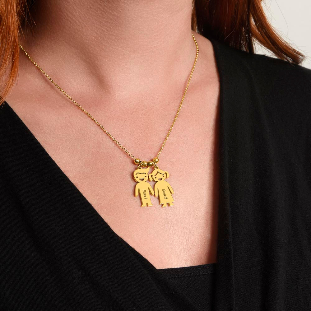 Personalized Mother's Necklace – Custom Engraved Child Charm