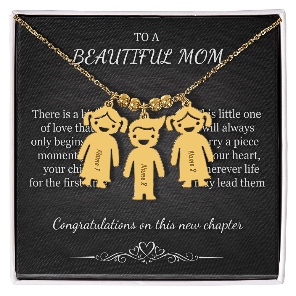 Personalized Mother's Necklace – Custom Engraved Child Charm