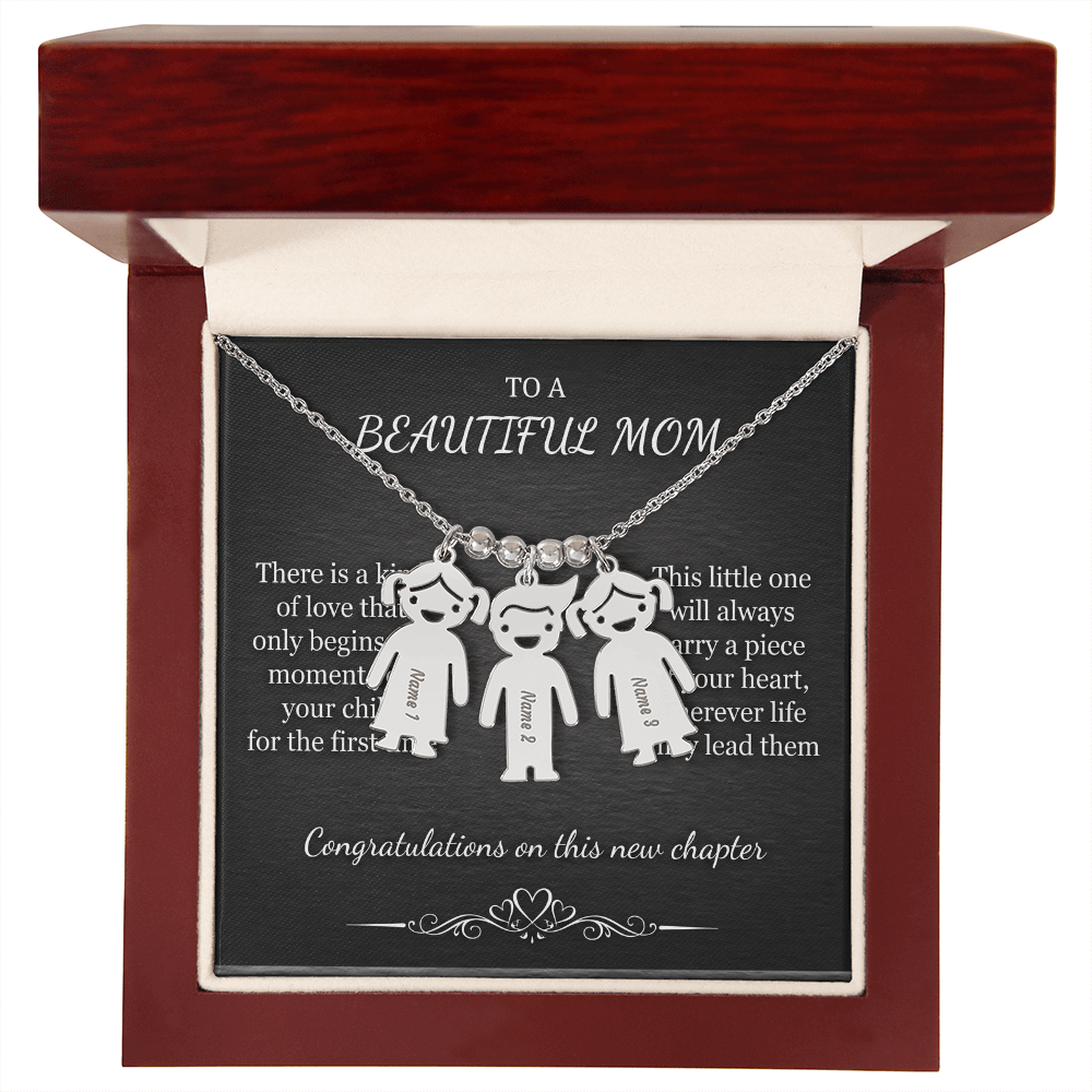Personalized Mother's Necklace – Custom Engraved Child Charm