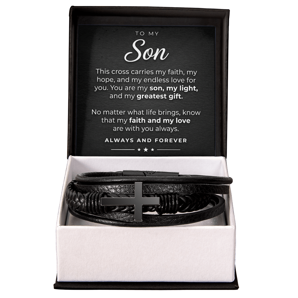 Custom Cross Bracelet for Son – Faith-Inspired Keepsake Gift