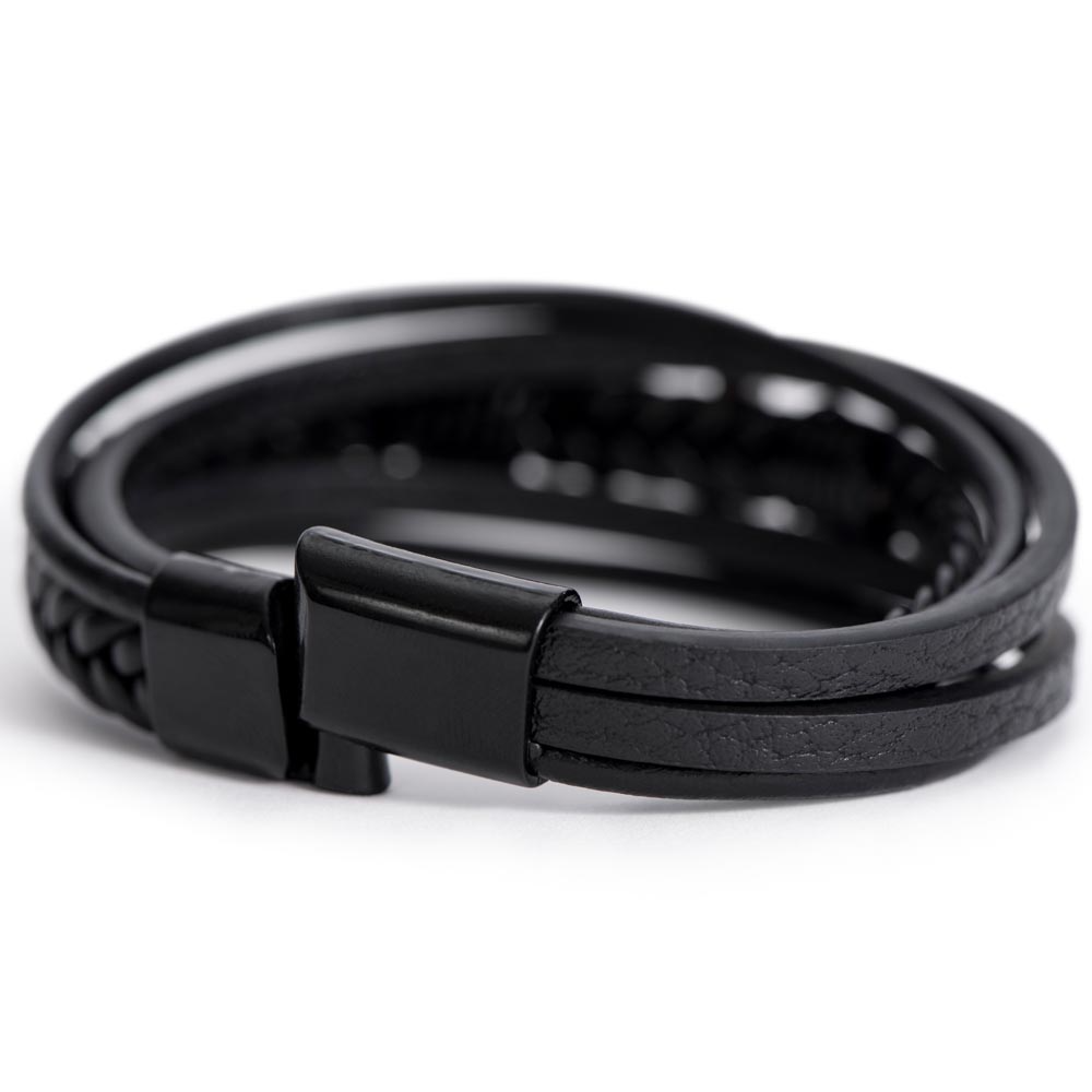 Men's Cross Leather Bracelet for Son – Braided Vegan Leather Keepsake